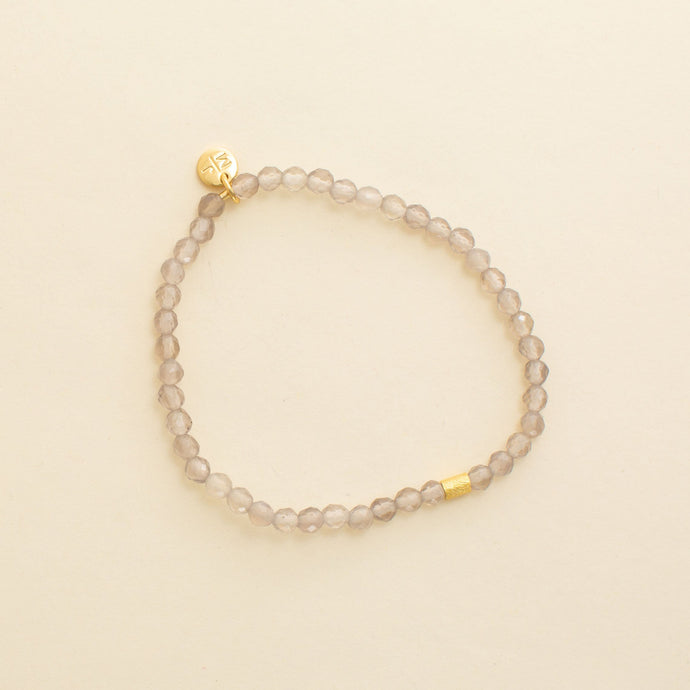 4mm Faceted Grey Agate Stone Bracelet