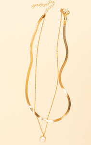 La Jolla Pearl Bezel Layered Necklace
