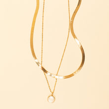 Load image into Gallery viewer, La Jolla Pearl Bezel Layered Necklace