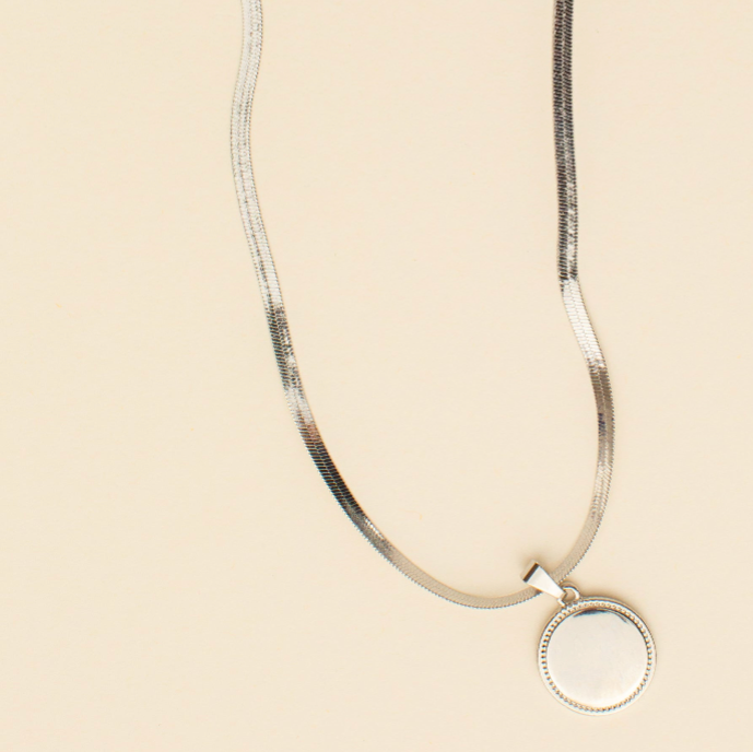 Banks Statement Coin Herringbone Necklace