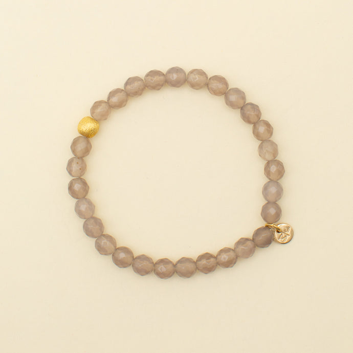 6mm Faceted Grey Agate Stone Bracelet